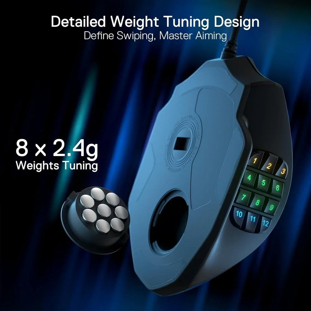 Redragon‎ M908 RGB Wired MMO Gaming Mouse 12400DPI 12-Button Macro USB PC